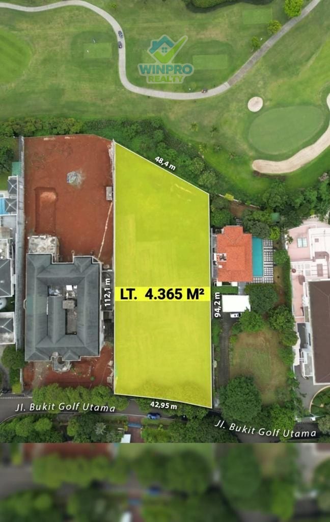 DIJUAL TANAH KAV BUKIT GOLF PONDOK INDAH – LT 4.365 M², VIEW LAPANGAN GOLF, 70 JT/M² NEGO