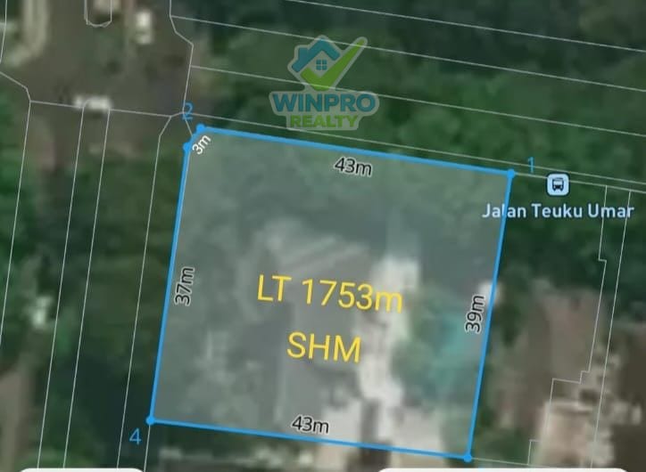 DIJUAL RUMAH DI JL. TEUKU UMAR MENTENG – LT 1.753 M², SHM, 150 JT/M²