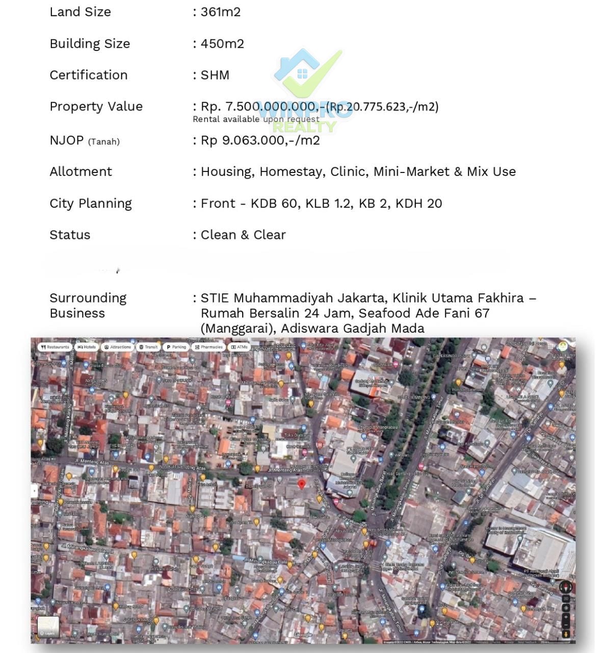 Tanah Menteng Atas Jakarta Selatan